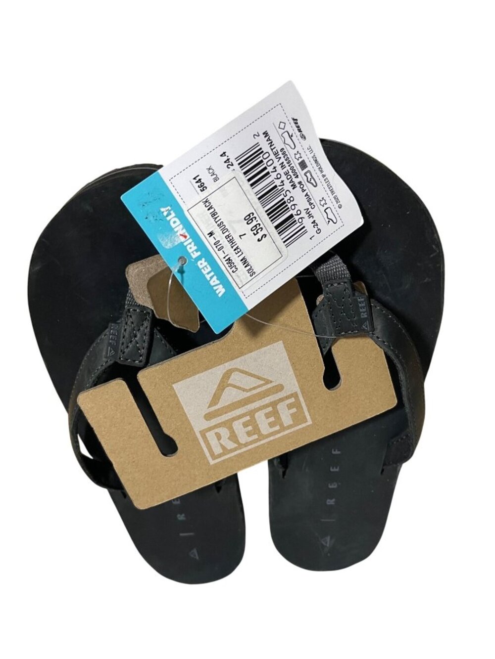 Reef Solana Leather Flip-Flops Womens 7 Dusty Black Casual Comfort Sandals Beach